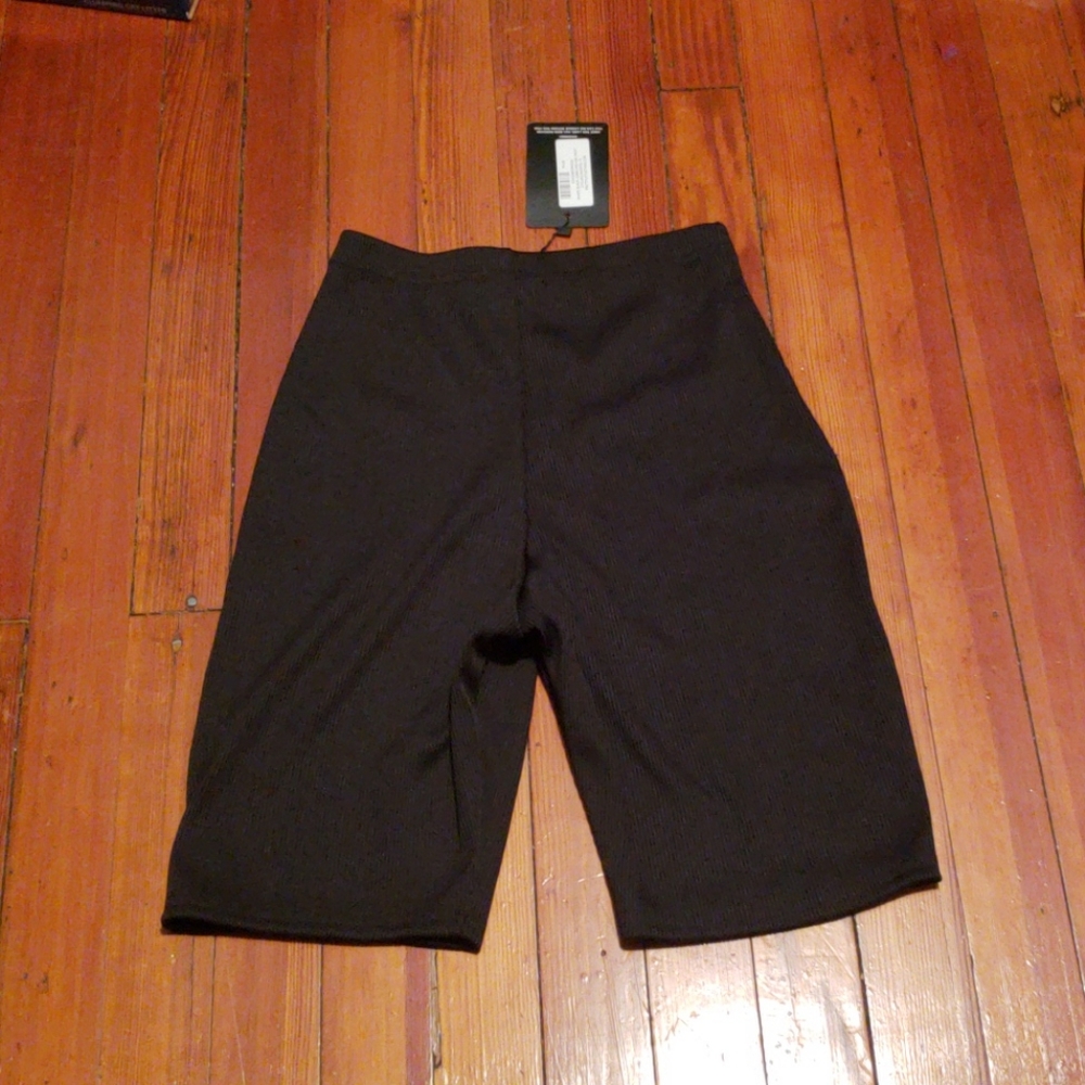 Black Ribbed Bike Shorts - Picture 2 of 5